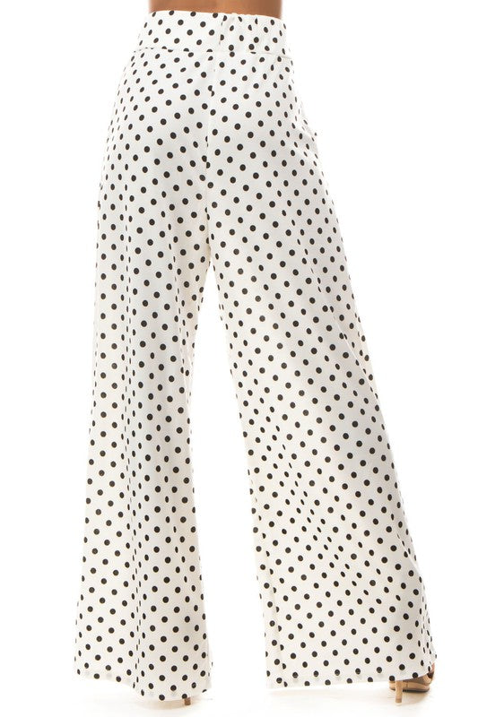 Polka Dot Palazzo Black & White Women's High Waisted Pants - Premium  from By Claude - Just $62! Shop now at Ida Louise Boutique