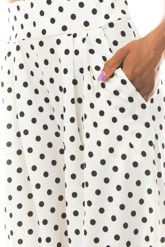 Polka Dot Palazzo Black & White Women's High Waisted Pants - Premium  from By Claude - Just $62! Shop now at Ida Louise Boutique
