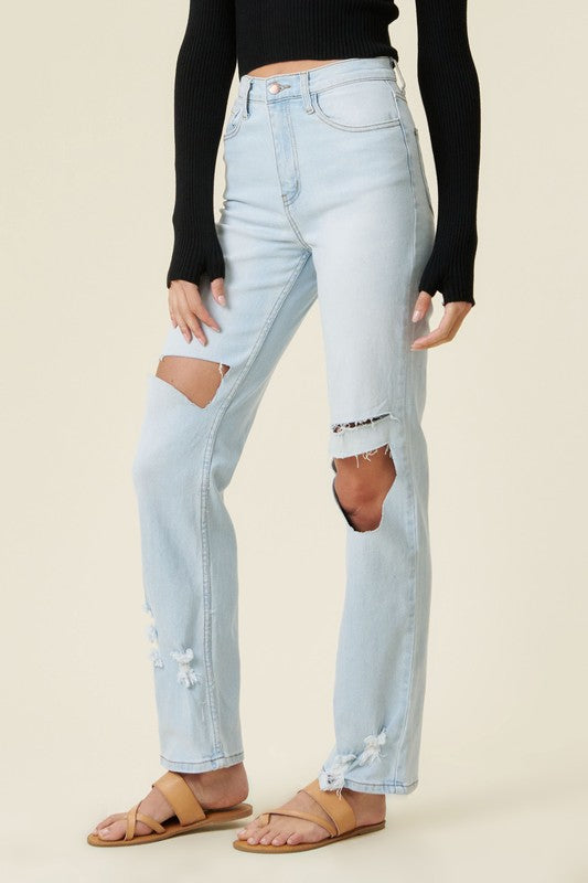 Vibrant M.i.U. Distressed Wide Leg Jeans - Premium Jeans from Vibrant M.i.U - Just $56! Shop now at Ida Louise Boutique