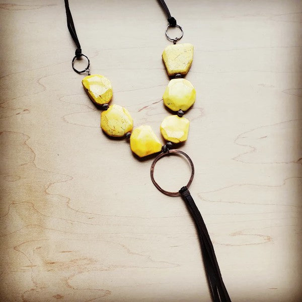Yellow Turquoise Slab Necklace With Tassel - Premium Necklace from The Jewelry Junkie - Just $60! Shop now at Ida Louise Boutique