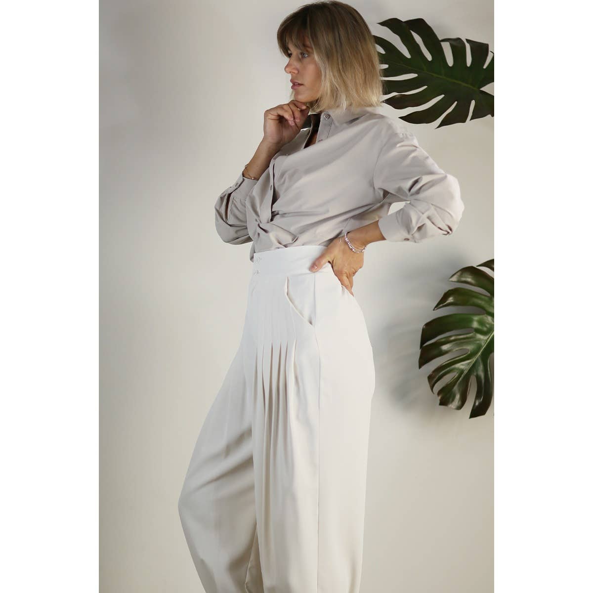 Pleated Bolero High Waist Pants - Premium Pants from Mulla - Just $40! Shop now at Ida Louise Boutique