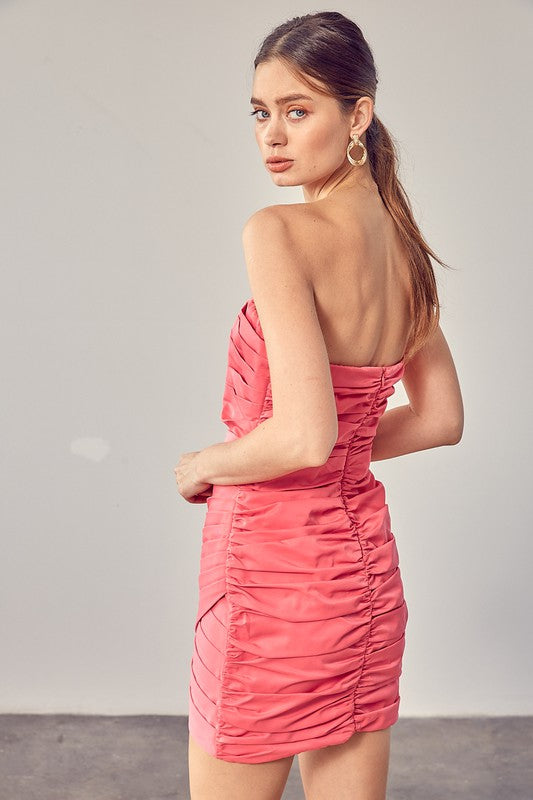 Pleated Wrap Tube Mini Strapless Dress - Premium Dresses from Do + Be Collection - Just $68! Shop now at Ida Louise Boutique