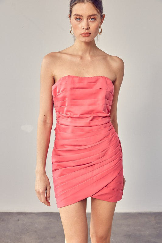 Pleated Wrap Tube Mini Strapless Dress - Premium Dresses from Do + Be Collection - Just $68! Shop now at Ida Louise Boutique