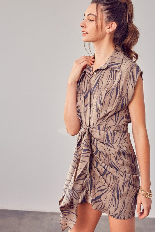Printed Front Tie Dress - Premium Dresses from Do + Be Collection - Just $64! Shop now at Ida Louise Boutique