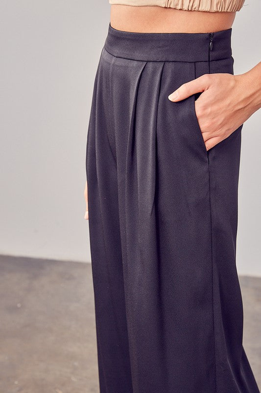 Wide Leg Pleated Navy Pants - Premium Pants from Do + Be Collection - Just $60! Shop now at Ida Louise Boutique