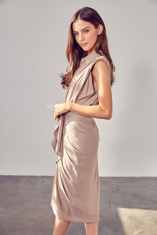 Sleeveless Button Front Tie Dress - Premium Dresses from Do + Be Collection - Just $64! Shop now at Ida Louise Boutique