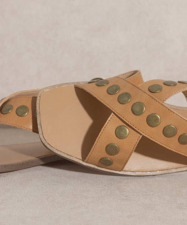 Kylie - Studded Cross Band Sandal - Premium Sandals from Oasis Society - Just $52! Shop now at Ida Louise Boutique