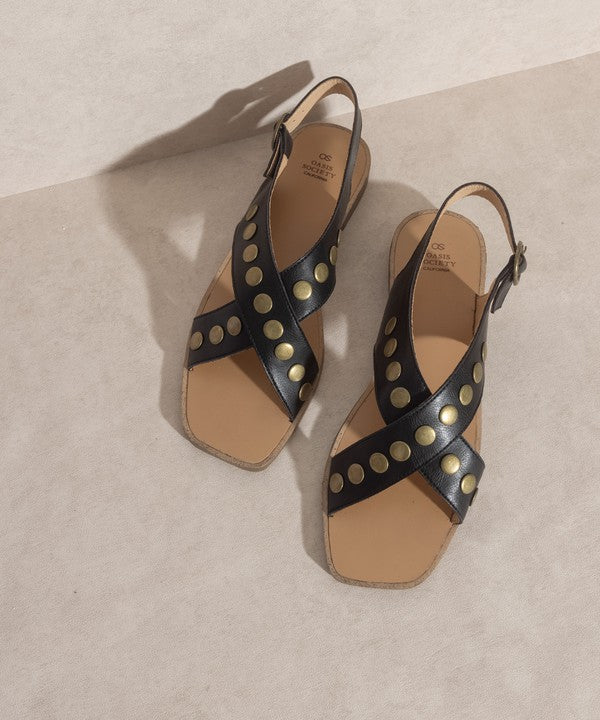 Kylie - Studded Cross Band Sandal - Premium Sandals from Oasis Society - Just $52! Shop now at Ida Louise Boutique