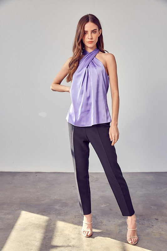 Purple Cross Neck Sleeveless Top - Premium  from Do + Be Collection - Just $48! Shop now at Ida Louise Boutique