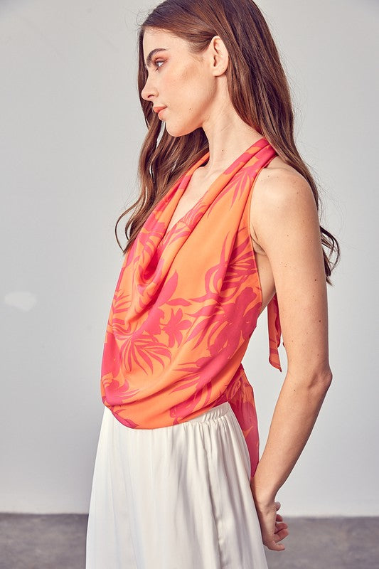 Multi Color Cowl Neck Open Back Top - Premium  from Do + Be Collection - Just $52! Shop now at Ida Louise Boutique