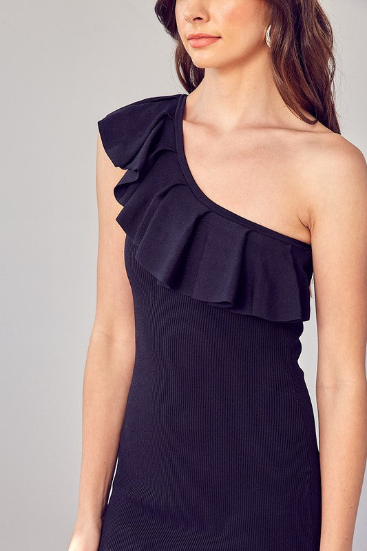 One Shoulder Ruffle Dress - Premium  from Do + Be Collection - Just $70! Shop now at Ida Louise Boutique