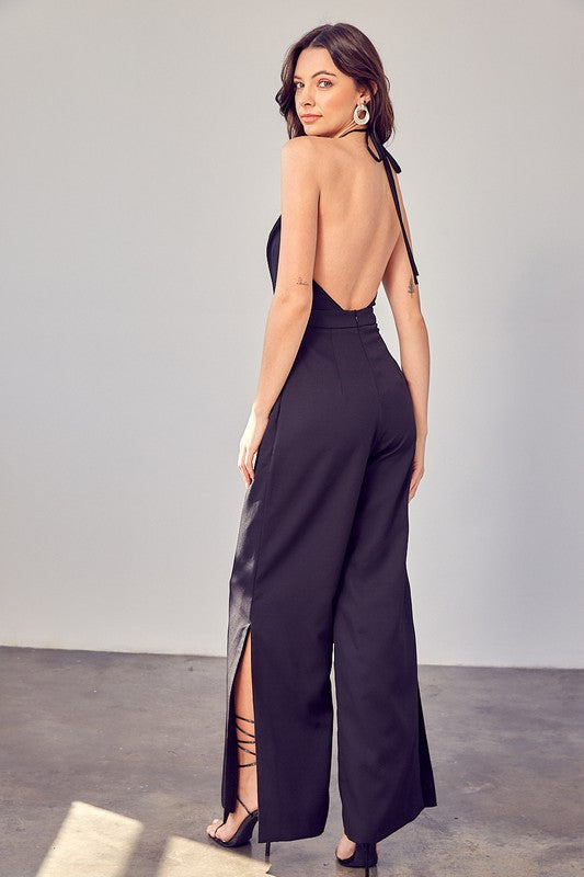 Deep V-Neck Wide Leg Jumpsuit - Premium Jumpsuit from Do + Be Collection - Just $64! Shop now at Ida Louise Boutique
