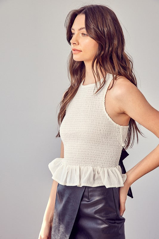 Smocked Criss Cross Back Top - Premium Tops from Do + Be Collection - Just $52! Shop now at Ida Louise Boutique