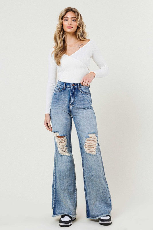 High Rise Wide Leg Jeans in a Vintage Acid Wash - Premium Jeans from Vibrant M.i.U - Just $68! Shop now at Ida Louise Boutique