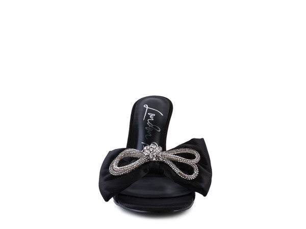 Crystal Bow Satin High Heeled Sandals - Premium Heels from Rag Company - Just $70! Shop now at Ida Louise Boutique