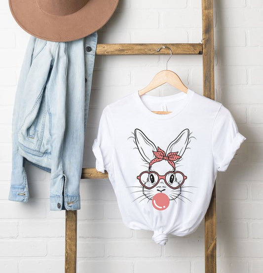 Easter Bunny With Bubble Gum Short Sleeve Tee