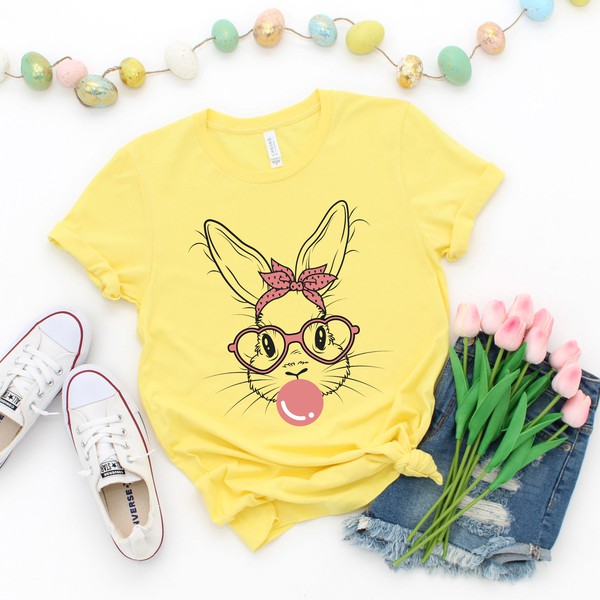 Easter Bunny With Bubble Gum Short Sleeve Tee - Premium  from Olive and Ivory Wholesale - Just $36! Shop now at Ida Louise Boutique