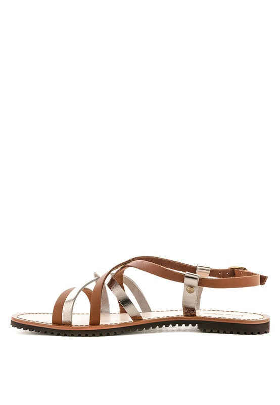June Strappy Flat leather Sandal - Premium Sandals from Rag Company - Just $60! Shop now at Ida Louise Boutique