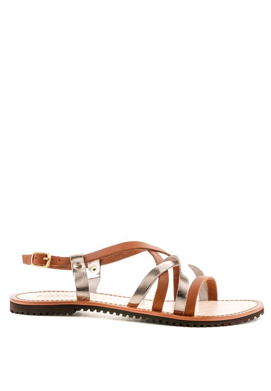 June Strappy Flat leather Sandal - Premium shoes from Rag Company - Just $60! Shop now at Ida Louise Boutique