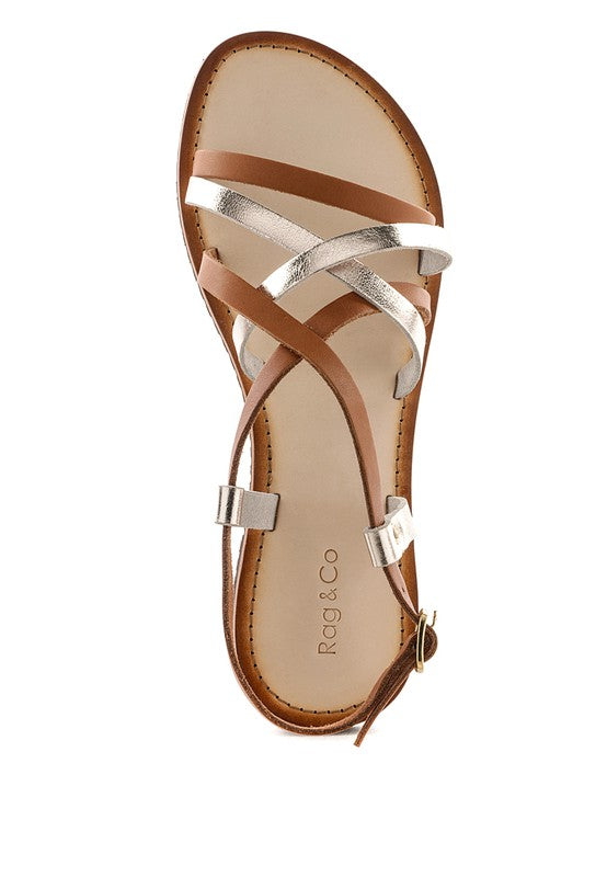 June Strappy Flat leather Sandal - Premium Sandals from Rag Company - Just $60! Shop now at Ida Louise Boutique