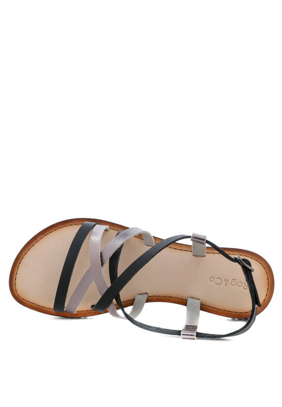 June Strappy Flat leather Sandal - Premium Sandals from Rag Company - Just $60! Shop now at Ida Louise Boutique