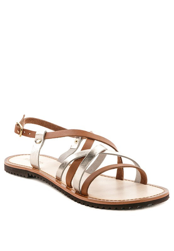 June Strappy Flat leather Sandal - Premium Sandals from Rag Company - Just $60! Shop now at Ida Louise Boutique