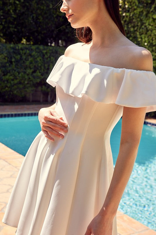 A Line Ruffle Mini Off the Shoulder Dress - Premium Dress from Do + Be Collection - Just $72! Shop now at Ida Louise Boutique