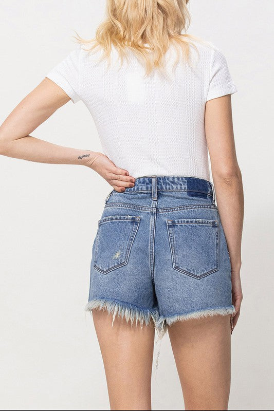 Distressed Rigid Mom Shorts - Premium Shorts from VERVET by Flying Monkey - Just $46! Shop now at Ida Louise Boutique