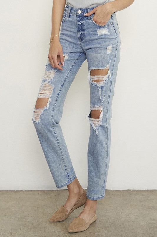 Ripped Boyfriend Jeans - Premium Jeans from Denim Lab USA - Just $72! Shop now at Ida Louise Boutique