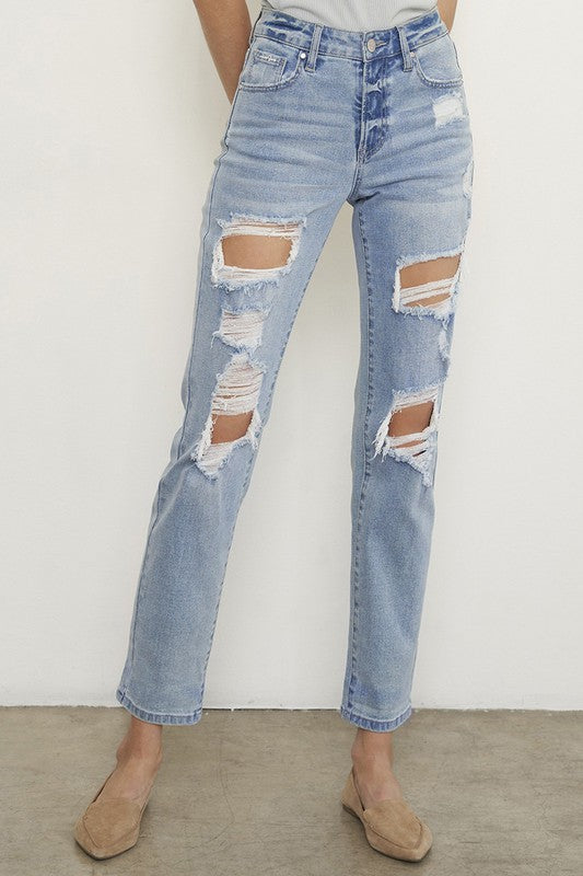 Ripped Boyfriend Jeans - Premium Jeans from Denim Lab USA - Just $72! Shop now at Ida Louise Boutique