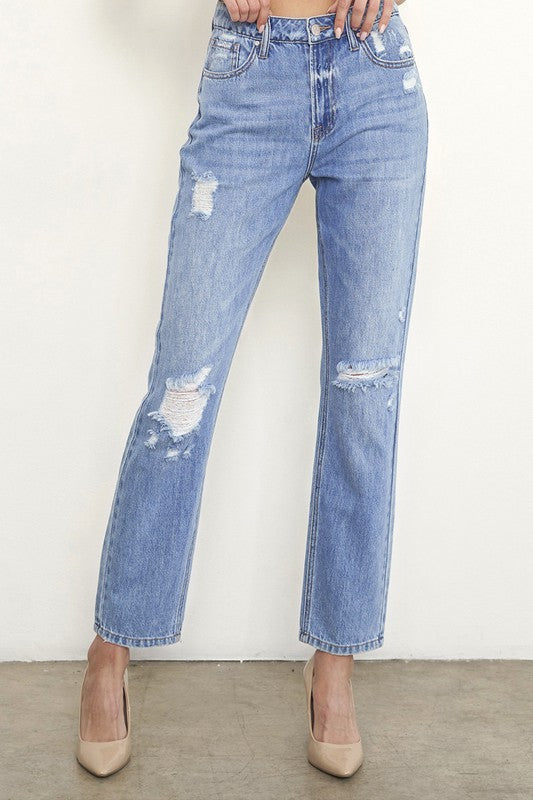 Insane Gene High Rise Distressed Girlfriend Jeans - Premium Jeans from Insane Gene - Just $72! Shop now at Ida Louise Boutique