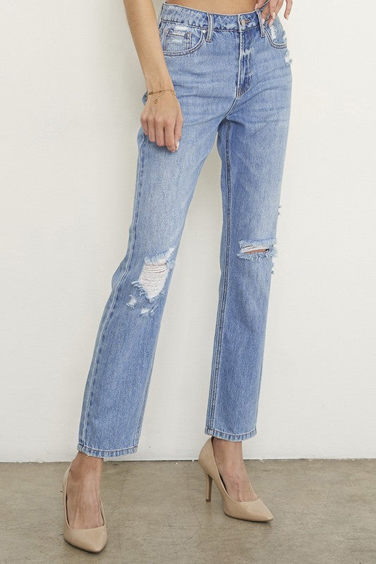 Insane Gene High Rise Distressed Girlfriend Jeans - Premium Jeans from Insane Gene - Just $72! Shop now at Ida Louise Boutique