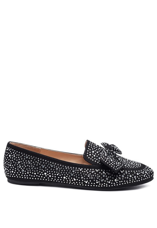 DEWDROPS Embellished Bejeweled Women's Bow Loafer - Premium Loafers from Rag Company - Just $52! Shop now at Ida Louise Boutique