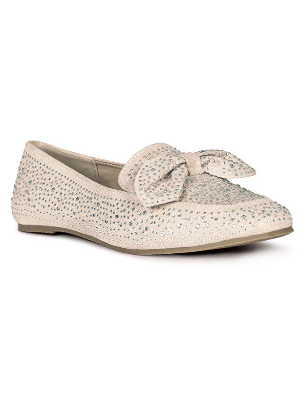DEWDROPS Embellished Bejeweled Women's Bow Loafer - Premium Loafers from Rag Company - Just $52! Shop now at Ida Louise Boutique