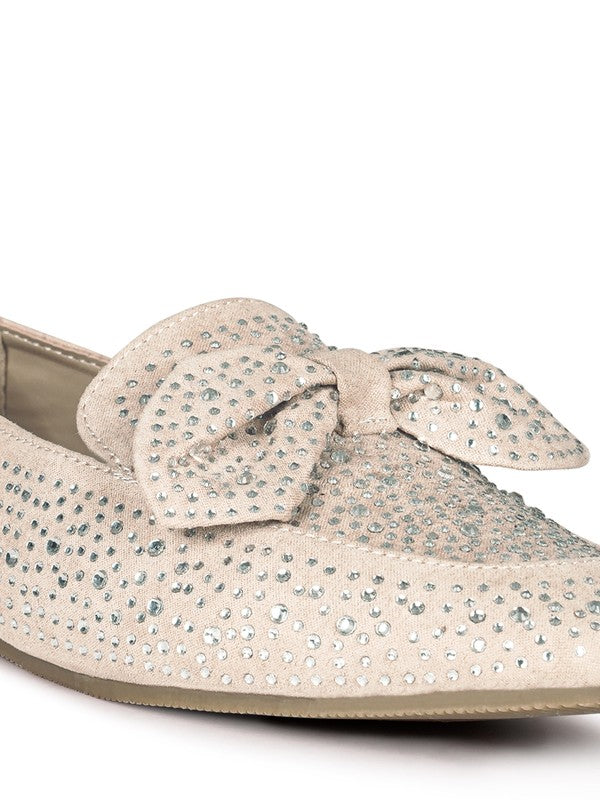 DEWDROPS Embellished Bejeweled Women's Bow Loafer - Premium Loafers from Rag Company - Just $52! Shop now at Ida Louise Boutique