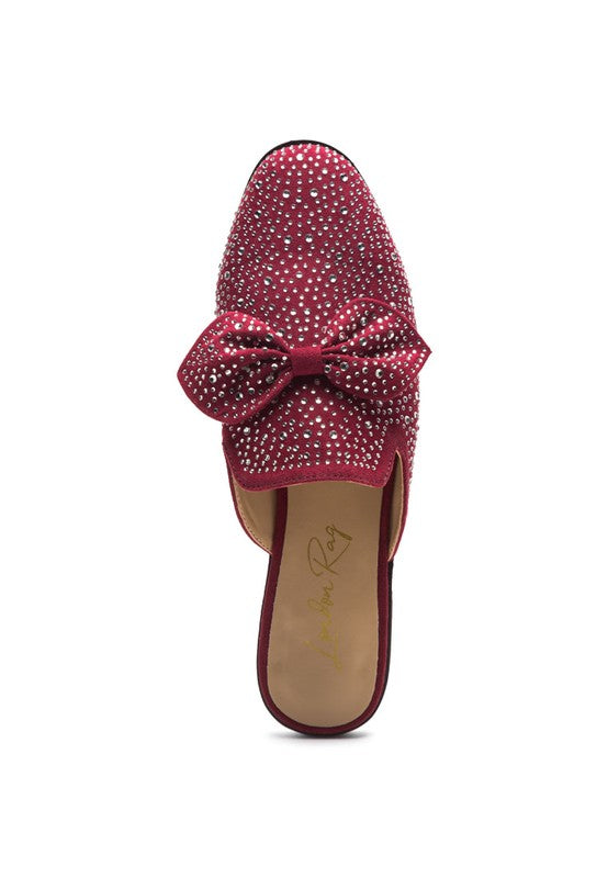 Whoopie Embellished Casual Bow Women's Mules in Faux Suede - Premium Loafers from Rag Company - Just $52! Shop now at Ida Louise Boutique