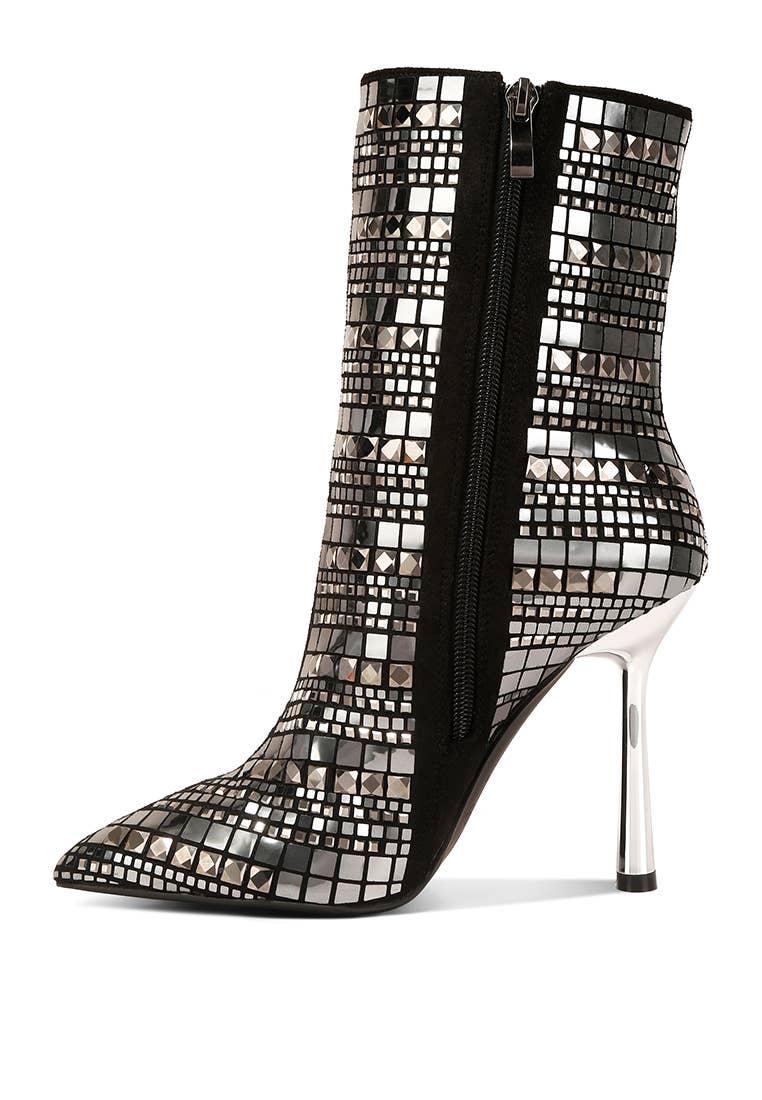 Mirror Embellished Stiletto Boots - Premium Boots from RagCompany - Just $139! Shop now at Ida Louise Boutique