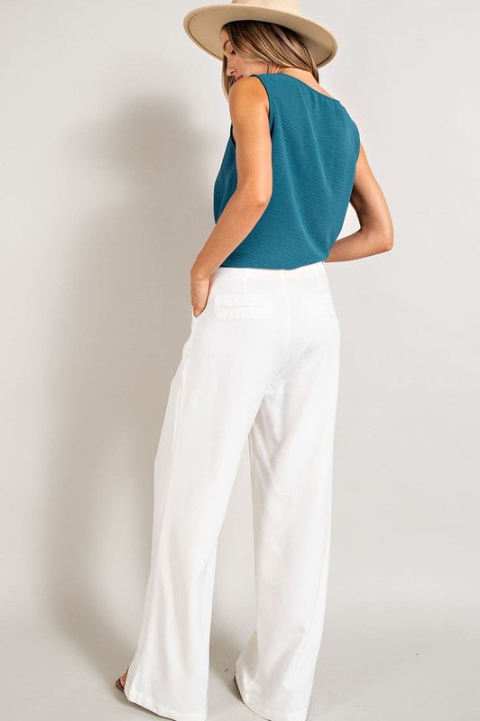 Straight Leg Pleated Pants with Pockets - Premium Pants from eesome - Just $60! Shop now at Ida Louise Boutique