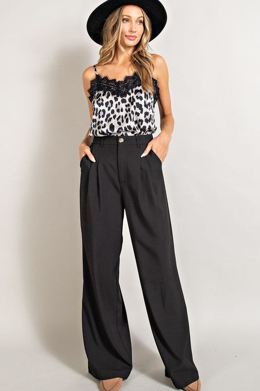 Straight Leg Pleated Pants with Pockets - Premium Pants from eesome - Just $60! Shop now at Ida Louise Boutique