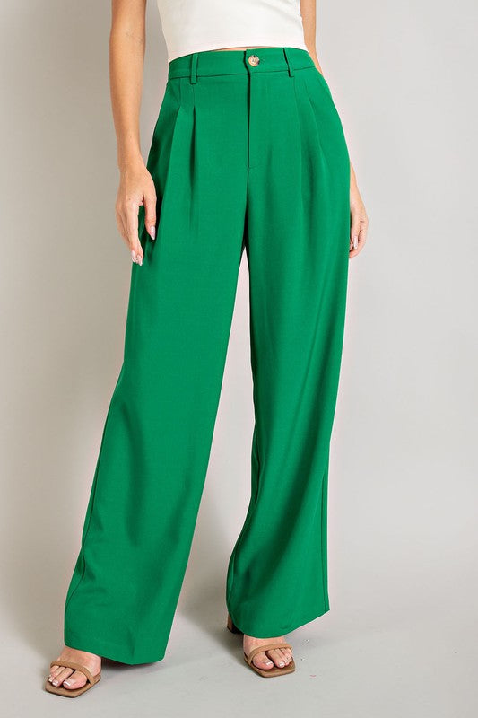 Straight Leg Pleated Pants with Pockets - Premium Pants from eesome - Just $60! Shop now at Ida Louise Boutique