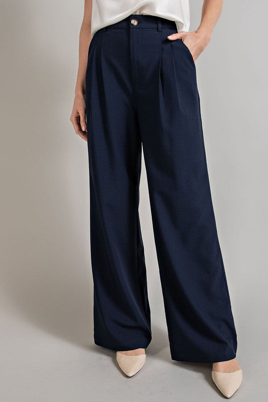 Straight Leg Pleated Pants with Pockets - Premium Pants from eesome - Just $60! Shop now at Ida Louise Boutique