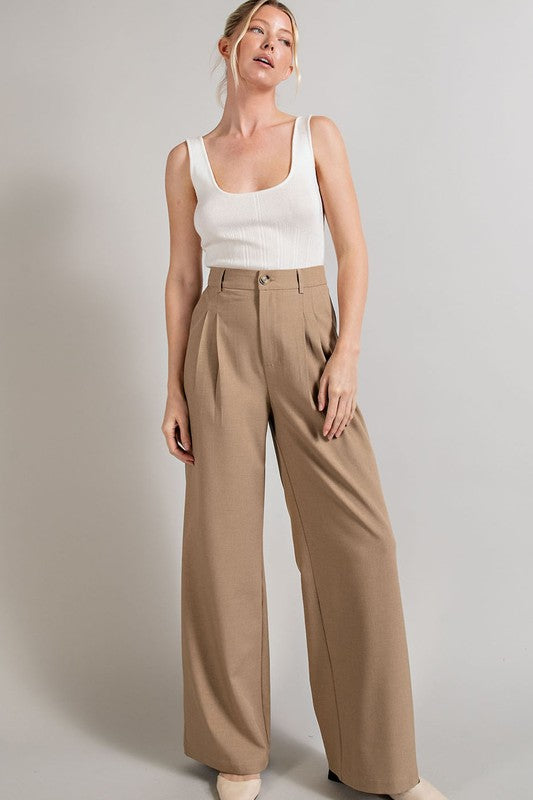 Straight Leg Pleated Pants with Pockets - Premium Pants from eesome - Just $60! Shop now at Ida Louise Boutique