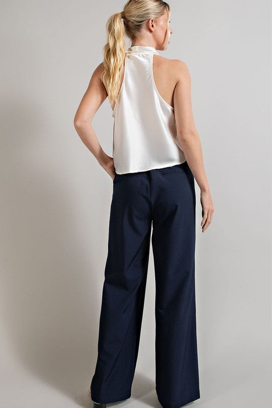 Straight Leg Pleated Pants with Pockets - Premium Pants from eesome - Just $60! Shop now at Ida Louise Boutique