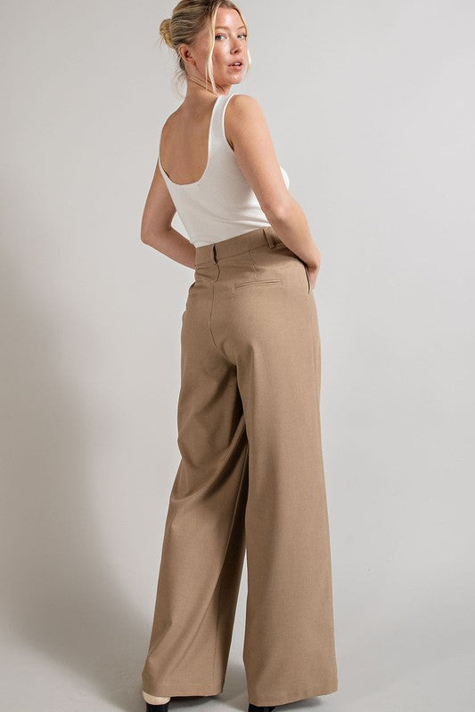 Straight Leg Pleated Pants with Pockets - Premium Pants from eesome - Just $60! Shop now at Ida Louise Boutique