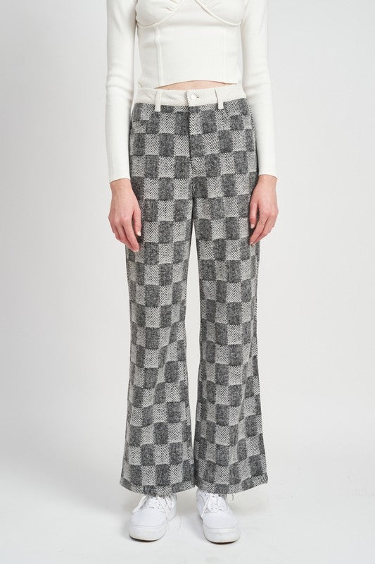 Brown or Black Plaid Women’s Pants with Faux Waist Detail - Premium Pants from Emory Park - Just $68! Shop now at Ida Louise Boutique