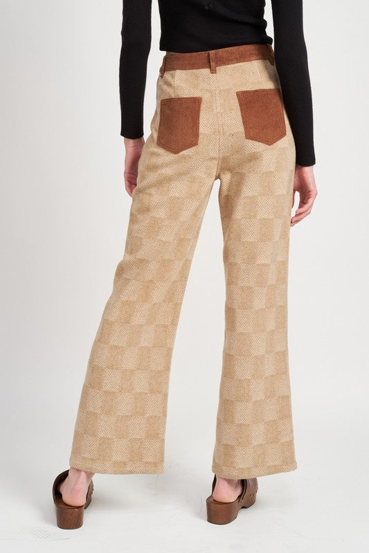 Brown or Black Plaid Women’s Pants with Faux Waist Detail - Premium Pants from Emory Park - Just $68! Shop now at Ida Louise Boutique