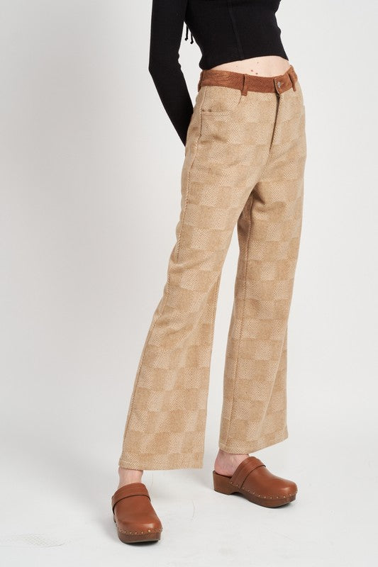 Brown or Black Plaid Women’s Pants with Faux Waist Detail - Premium Pants from Emory Park - Just $68! Shop now at Ida Louise Boutique