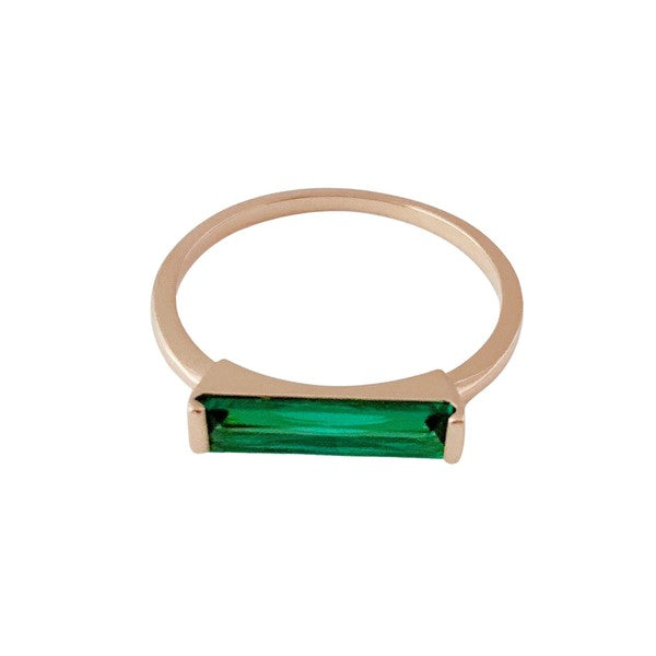 Green Long Crystal Baguette Ring - Premium  from HONEYCAT Jewelry - Just $23! Shop now at Ida Louise Boutique