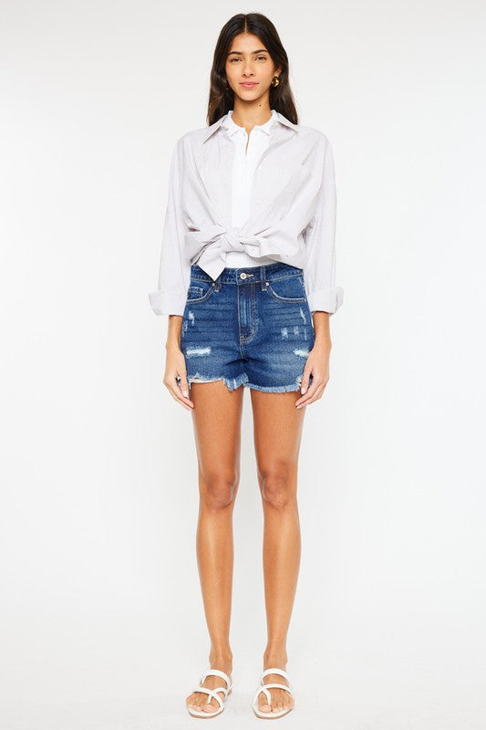 Kancan High Rise No Stitch Frayed Hem Shorts - Premium Shorts from Kan Can USA - Just $50! Shop now at Ida Louise Boutique