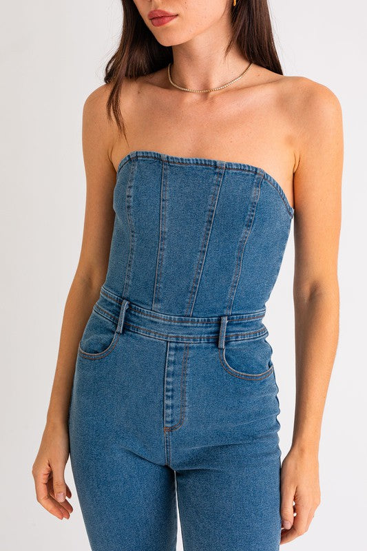 Tube Denim Jumpsuit - Premium Jeans from LE LIS - Just $59! Shop now at Ida Louise Boutique